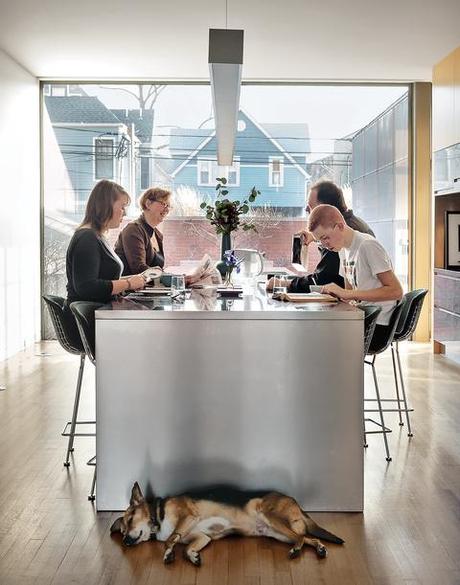 brick-clad renovation in Chicago interior dining room 