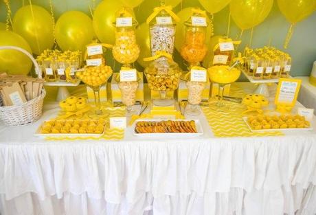 Yellow wedding candy buffet