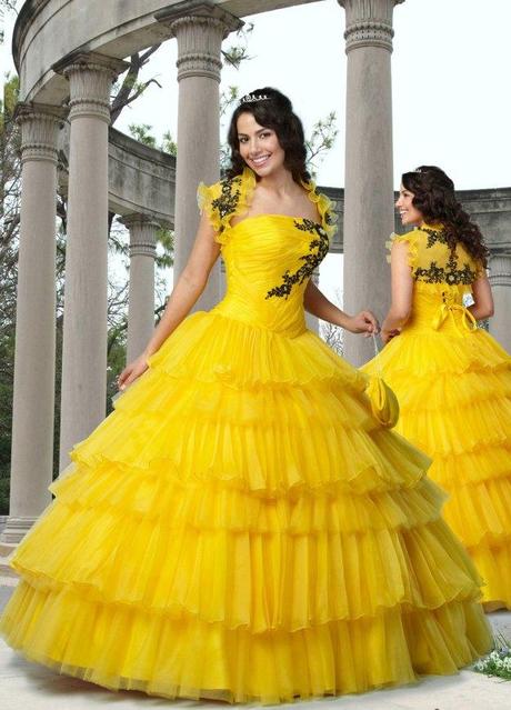 Bride wearing sunny yellow