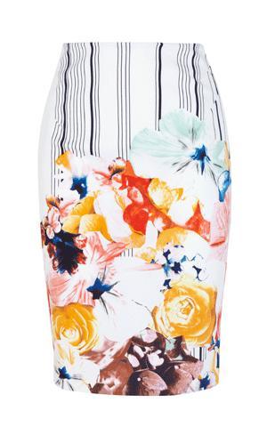 Pick Of The Day: Stripe & Floral Print Pencil Skirt