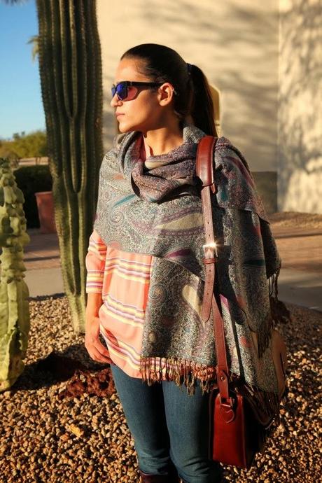 Shawl from India, Blouse GAP, Levis Jeans, Ecco Boots, ONA Camera bag. Tanvii.com