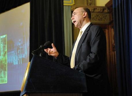 Jerome Hauer, New York State commissioner of The Division of Homeland Security & Emergency Services addresses members of the media  at the Capitol on Thursday, Aug. 23, 2012 in Albany, NY, as members of the administration gave an update on the recovery efforts following Hurricane Irene a year ago.   (Paul Buckowski / Times Union) Photo: Paul Buckowski / 00018981A