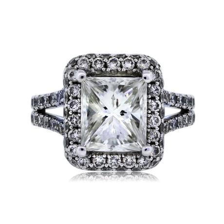 White Gold 2.42ct Radiant Cut Halo Set Engagement Ring