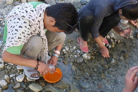 I then took the class down to one of the streams that feed the Indus river, to demonstrate the widely used in SA, MiniSASS (stream assessment scoring system) tool, which looks for different macro-invertebrates that will give an indication of water quality. 