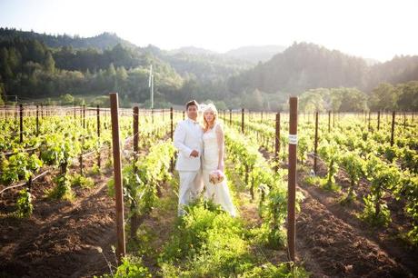 Vintage wedding in vineyard