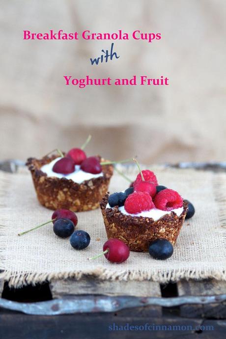 Granola cups with fruit and yoghurt