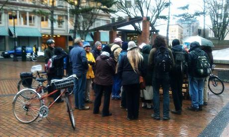 Portland Rising Tide activists rally outside of the power breakfast