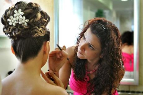 Hair pins in brides hair