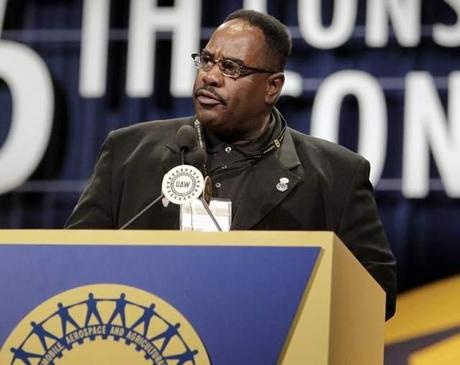 UAW Vice President General Holiefield speaks during the 35th UAW Constitutional Convention held at Cobo Center in Detroit in 2010. A misdemeanor charge was announced Friday against him in the accidental shooting of his wife.