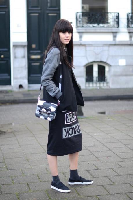 look selected gray sleeve black bomber jacket