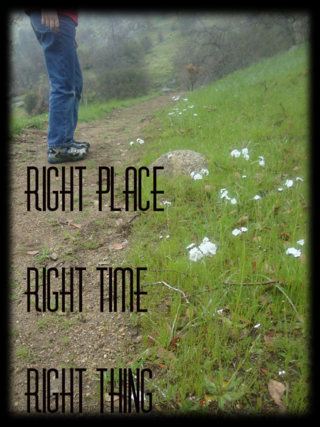 Enjoy the path you are on: right place, right time, right thing.