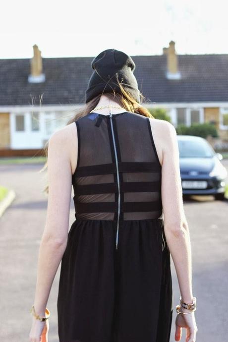 how to style a black chiffon maxi dress