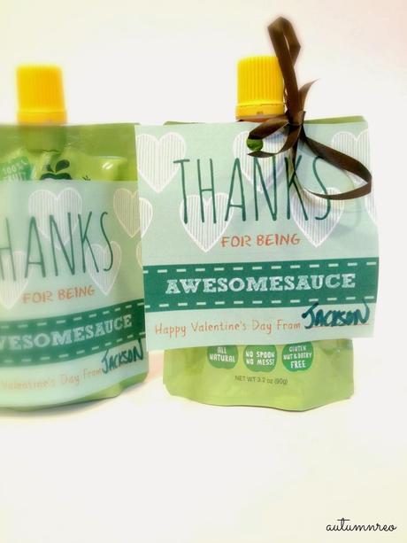 Go Go squeeZ Applesauce Valentines - 'Thanks for Being Awesomesauce' {Free Printable}