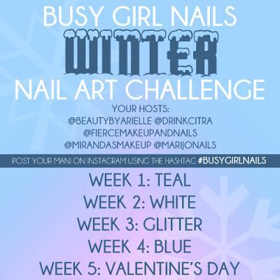 Busy Girl Nails Winter Nail Art Challenge - Teal