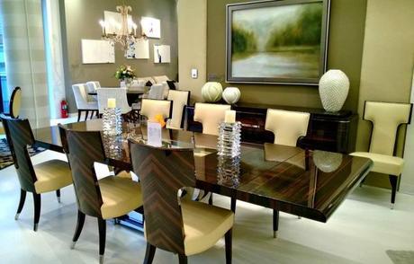 lacquered dining room table and chairs