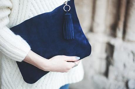 DIY clutch made from leather and suede with tassel