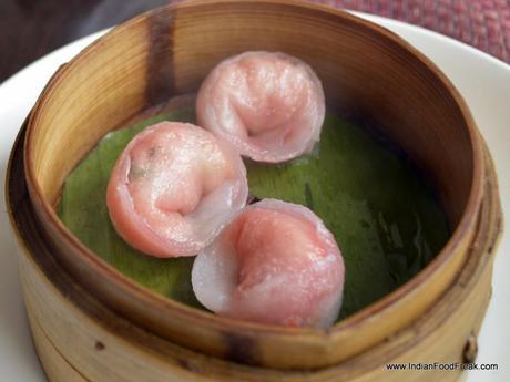 pink crab dumpling