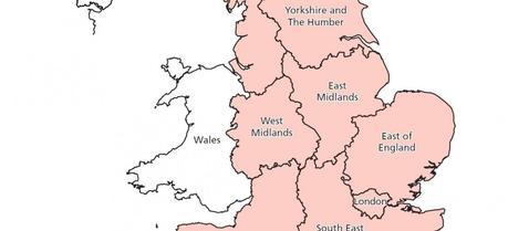 East Midlands region shown within England