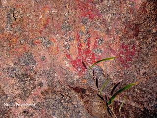 Rock paintings dating back thousands of years ago have been found on the hill in Ranchi city, India.