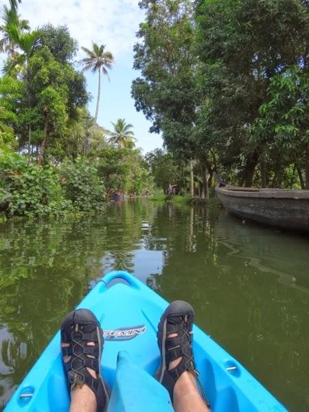 Kayaking on the backwaters of Kerala
