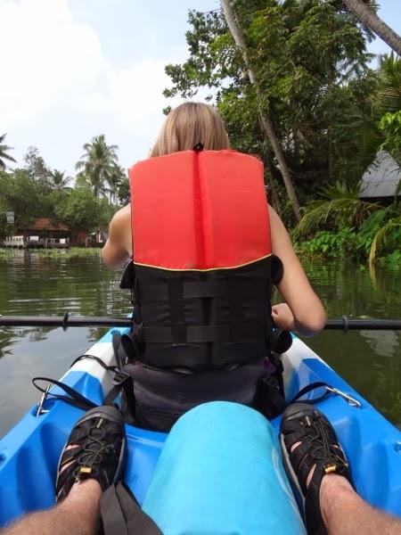Kayaking on the backwaters of Kerala