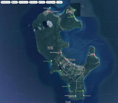 Koh Rong Samloem Map. Courtesy: Google Maps