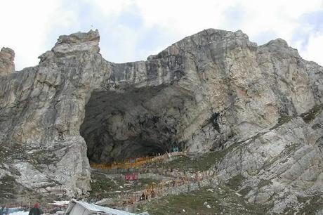 The holy cave temple of Lord Shiva at Amarnath that is one of the best places to visit in India in July