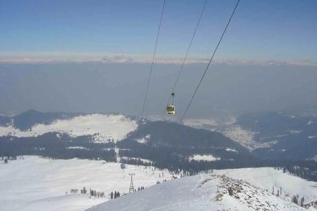 a gondola in snow covered Gulmarg