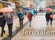 Jerusalem: Walking Rain Full Immersion into Winter Atmosphere City. (video)