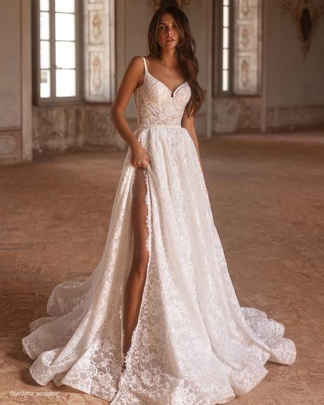 top wedding dresses a line lace with slit sexy yedyna