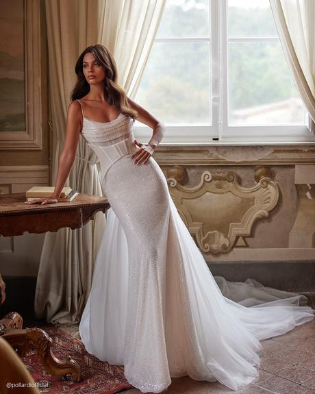 top wedding dresses sexy sequins with overskirt pollardi
