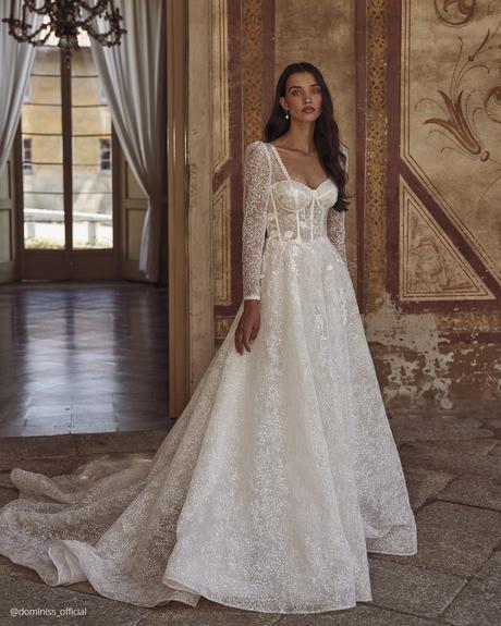 top wedding dresses a line with long sleeves lace dominiss