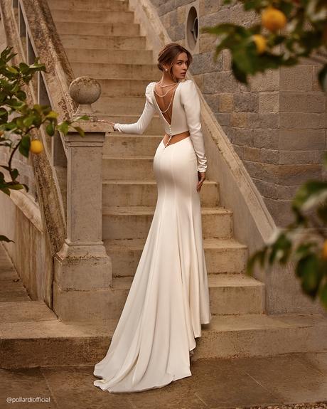 top wedding dresses simple with long sleeves v back pollardi