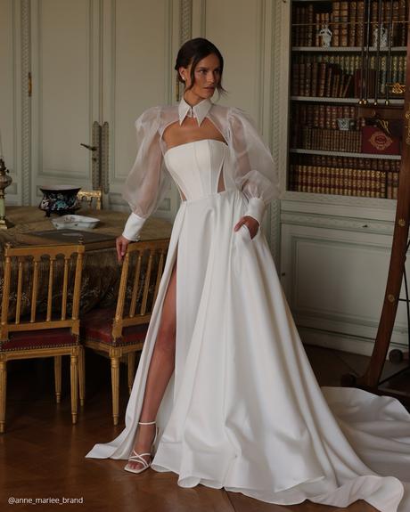 top wedding dresses a line simple strapless neckline with cape anne mariee