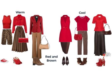 Red and brown colour mixing in outfits - make sure your undertones are in alignment