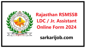 Rajasthan RSMSSB LDC / Jr. Assistant Online Form 2024