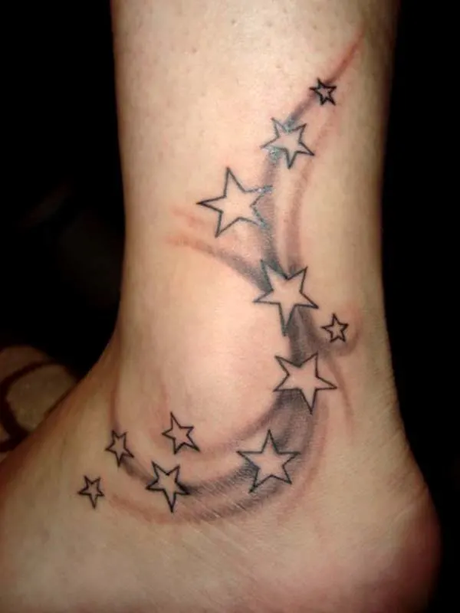 21 Hottest Ankle Tattoo Ideas: Simple Designs with Significance to Kickstart 2024! 13 Cartoon stars tattoo with swirling design