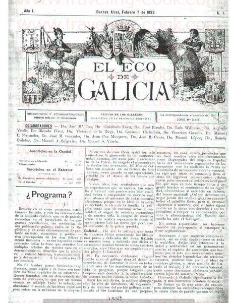 Eco de Galicia of Buenos Aires Newspaper