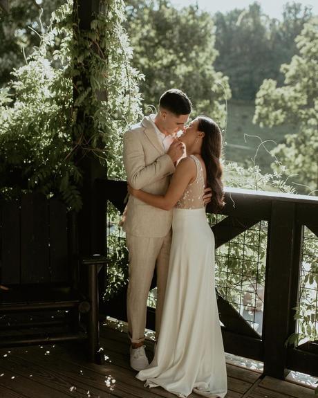 wedding blessings bride and groom kissing