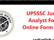 UPSSSC Junior Analyst Food Online Form 2024