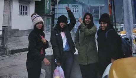 Visiting snow covered mountains in Thangu