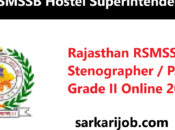 Rajasthan RSMSSB Stenographer Grade Online 2024