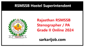 Rajasthan RSMSSB Stenographer / PA Grade II Online 2024 Rajasthan RSMSSB Stenographer / PA Grade II Online 2024