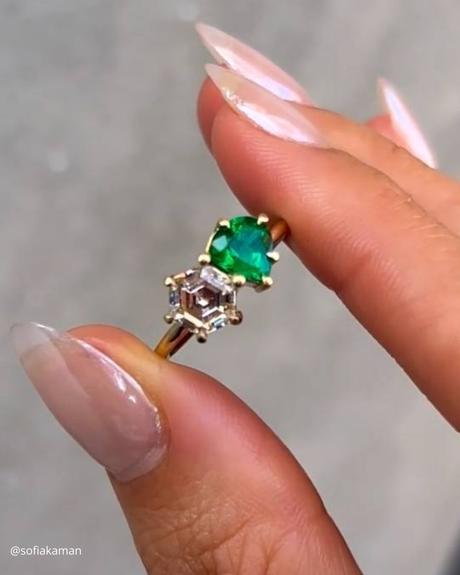 toi et moi rings two stones ring with emerald