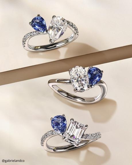 toi et moi rings thee curved pave band rings with sapphires