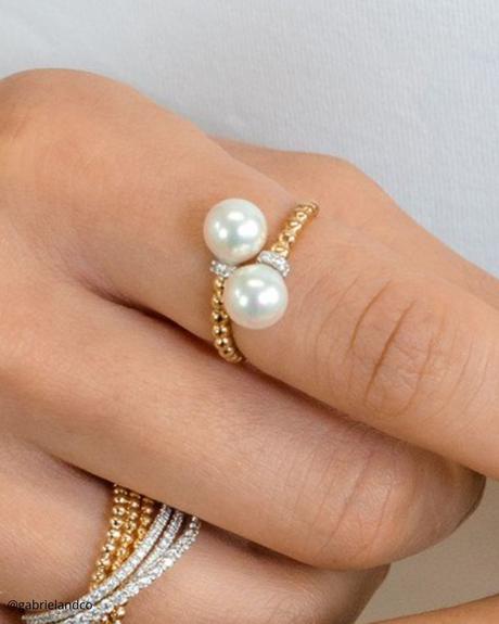 toi et moi rings yellow gold two pearls ring