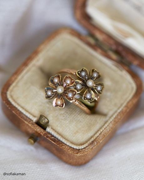toi et moi rings two flowers vintage ring
