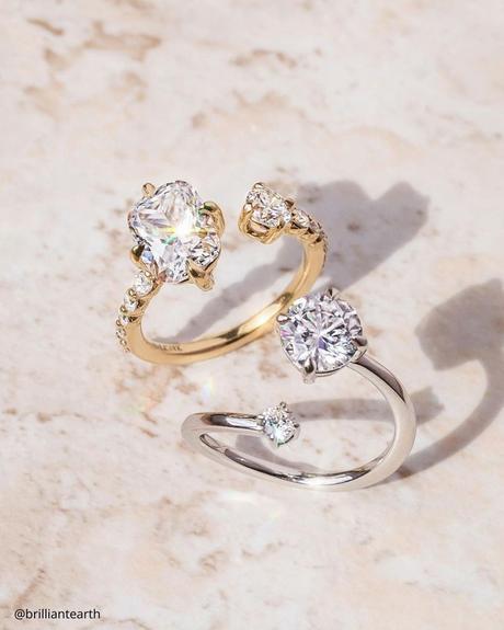 toi et moi rings simple two rings yellow and white gold