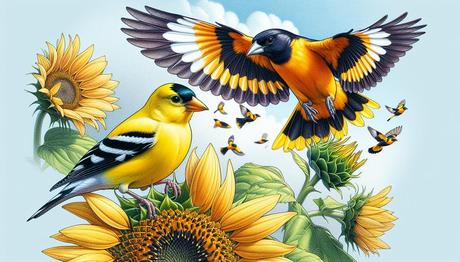yellow and black birds