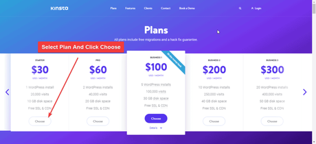 kinsta hosting plans and pricing page